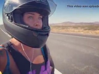 Felicity feline motorcycle babe riding aprilia in bra
